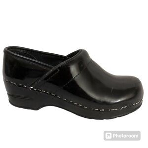 Bjorndal Patent Leather Black Stapled Clogs size 6.5